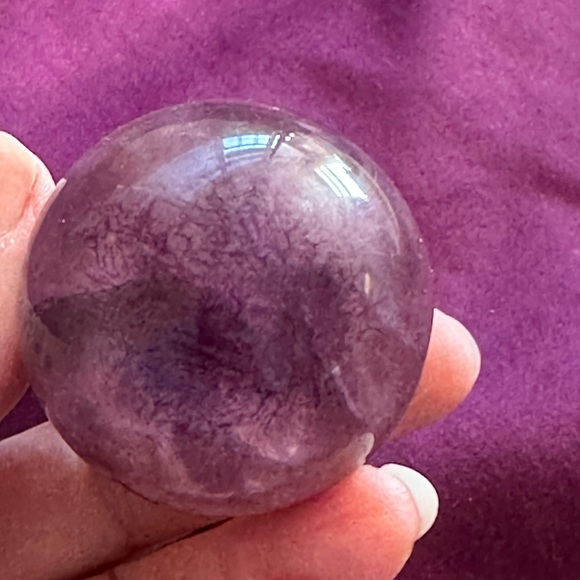 Purple and yellow dendritic fluorite sphere.  Rare and beautiful. - Picture 5 of 9